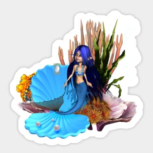 Little mermaid in the deep ocean Sticker